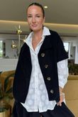 Made in Italy Cooper Needlecord Cap Sleeve Jacket Black